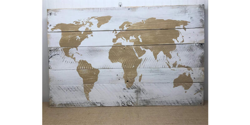 Education World Map On Pallet Wood Boards Travel Pins Holiday Destinations